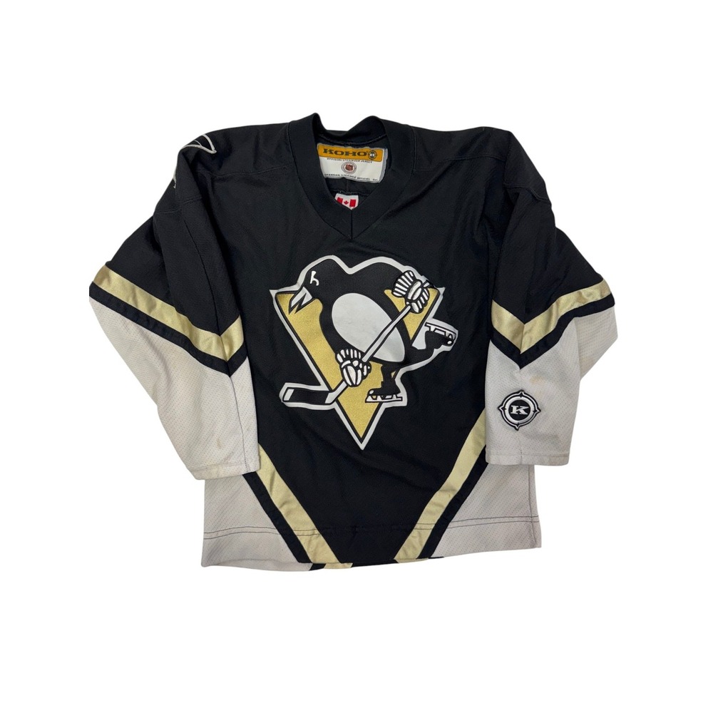 KOHO Pittsburgh Penguins NHL Youth L/XL Black Gold White Hockey Jersey Official
